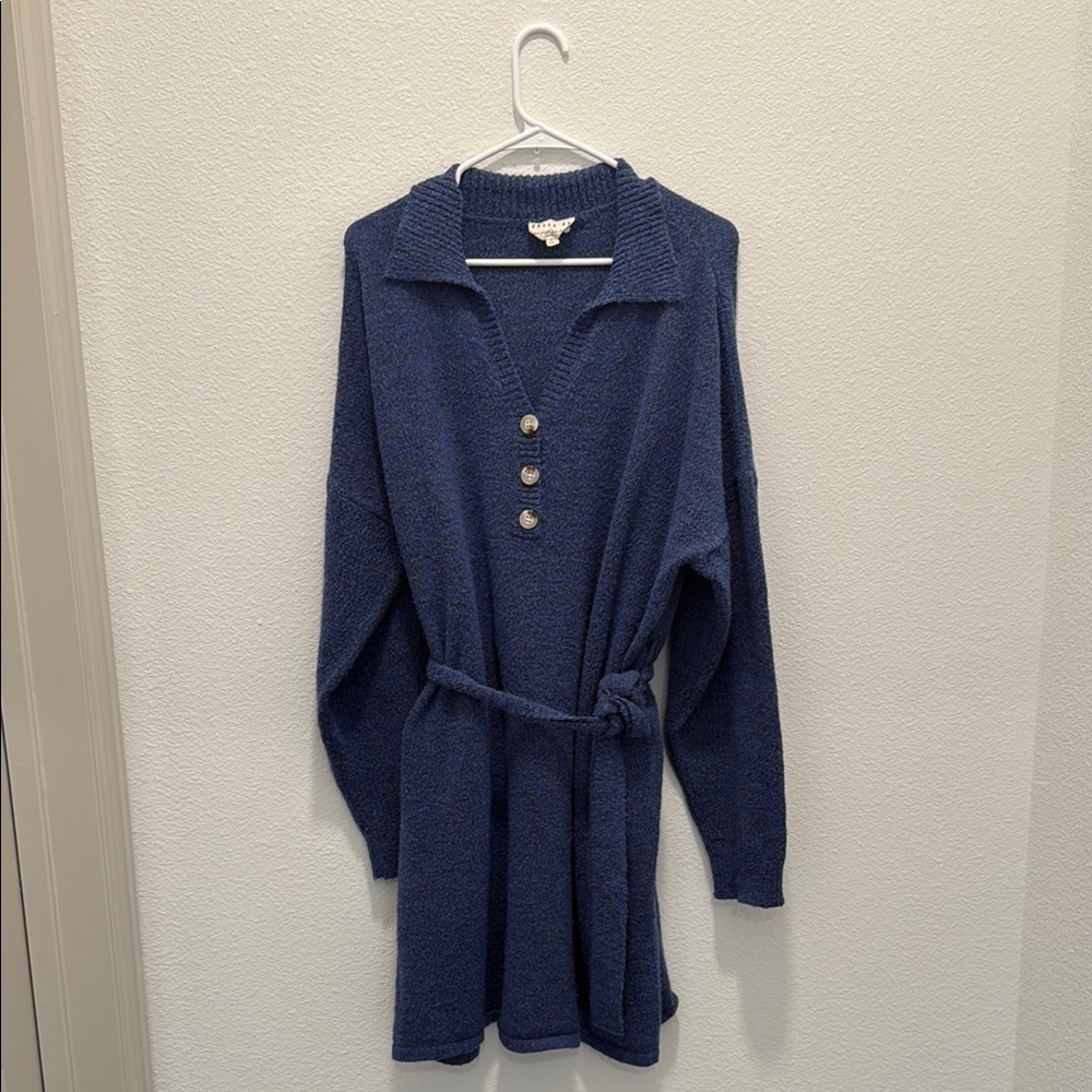 Dress Up Blue Textured Sweater